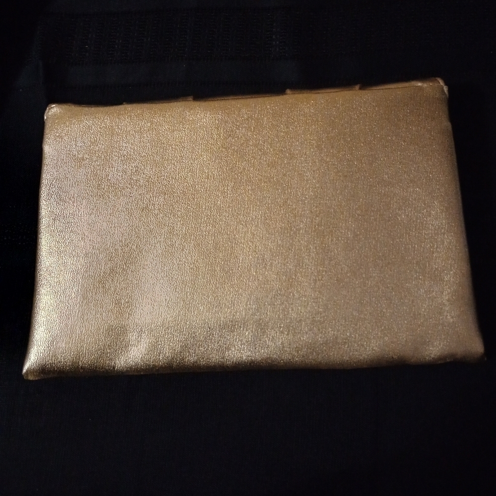 Gold clutch evening bag